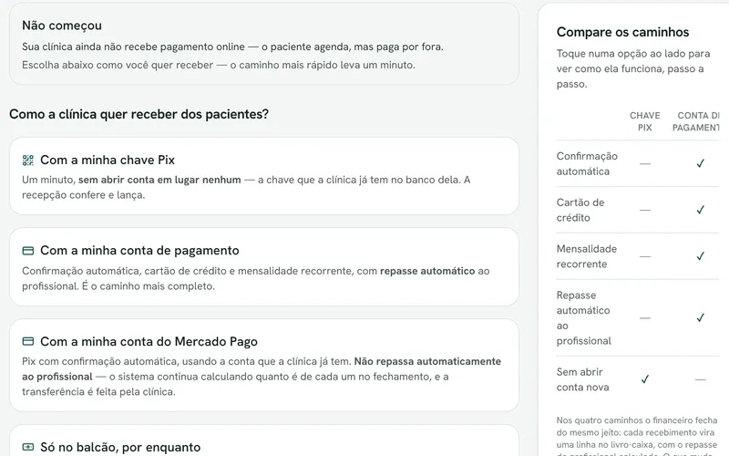Tela do sistema: Recebimento online